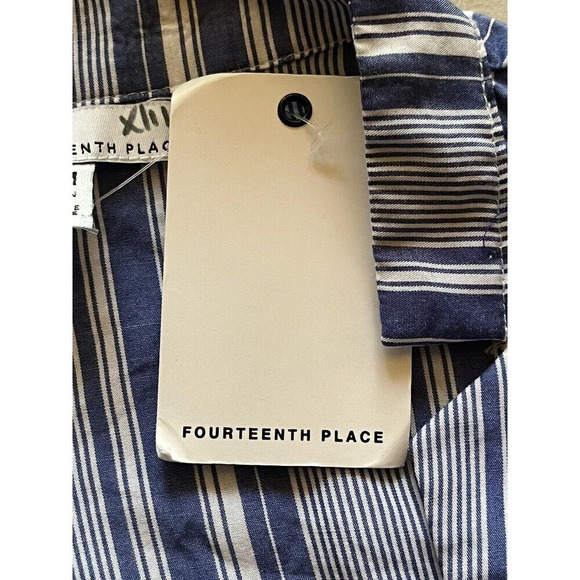 Fourteenth Place Womens Blue Wrap Surplice Tunic Blouse M boho nautical preppy - Picture 8 of 10